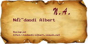 Nádasdi Albert névjegykártya